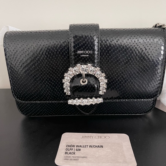 JIMMY CHOO CHERI WALLET CHAIN チェーンウォレット Jimmy Choo | Bags | Jimmy Choo Chri Wallet Wchain Black